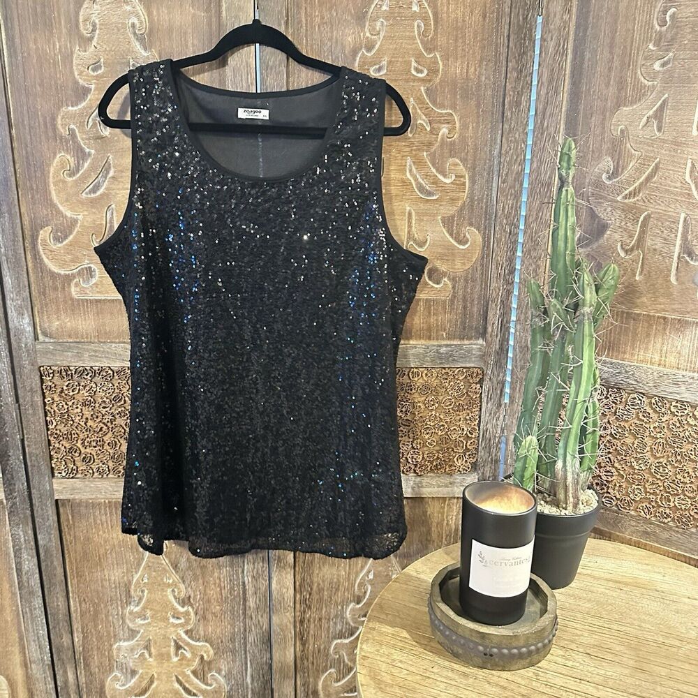 Dressy Black Sequin Tank Top size XXL Women’s C9